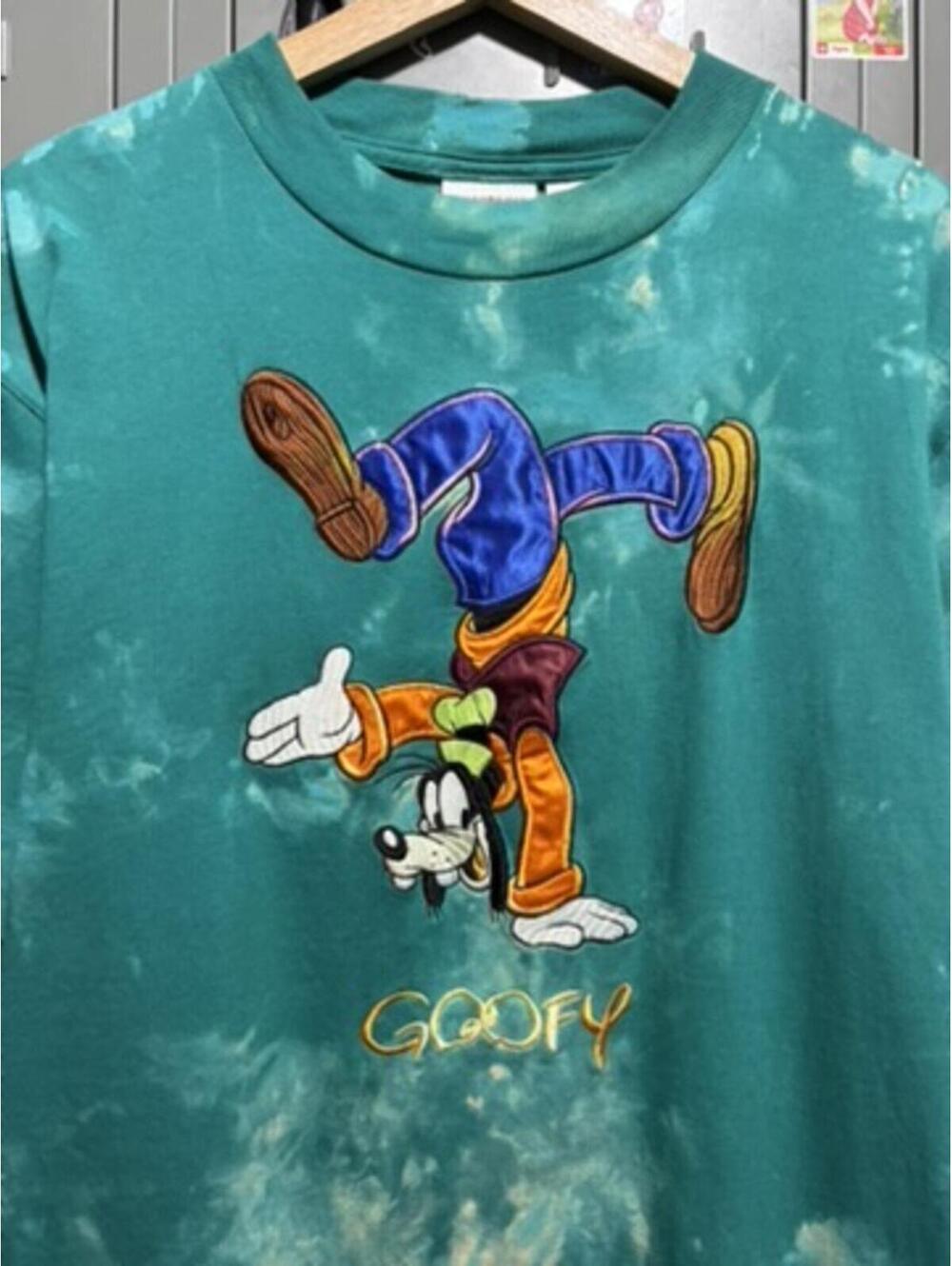 vintage 90s Goofy disney 22x29 size large teal tie dye